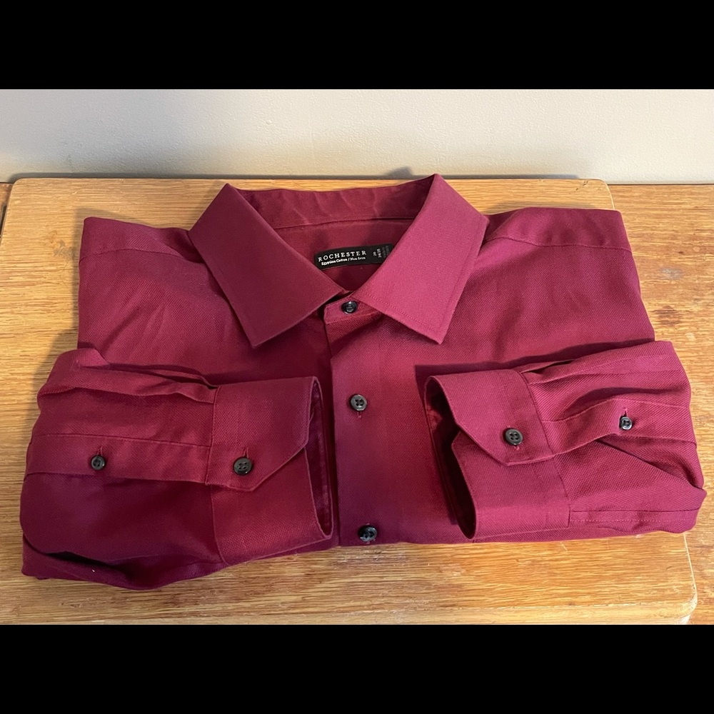 EUC Rochester by DXL Men’s Big and Tall Long Sleeve Burgundy Dress Shirt